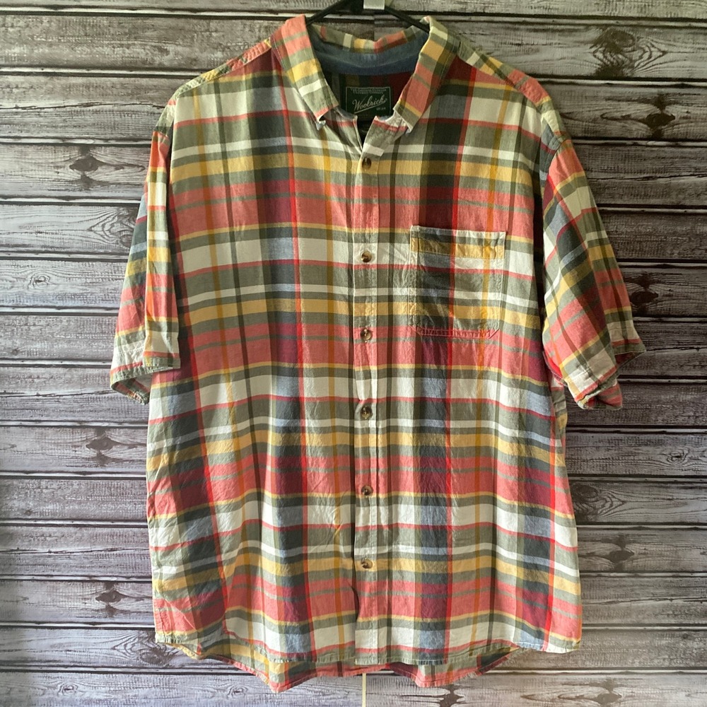 Woolrich Men's Short-Sleeved Button-Down Shirt Size XL Plaid‎